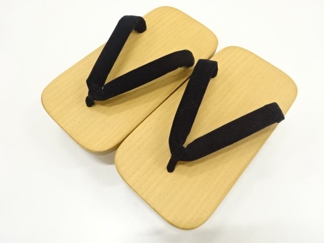 JAPANESE KIMONO / UNUSED VELVET THONG MENS PAULOWNIA GETA (24 CM) FOR